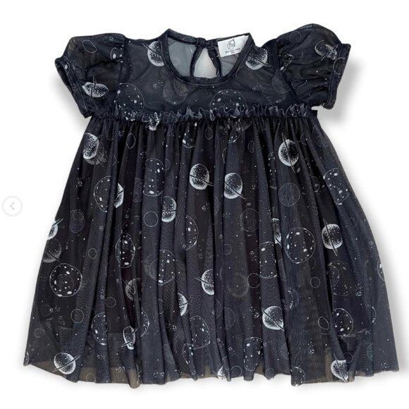 Best Day Ever Kids Space Cadet Short Sleeve Dress Black 3T Planets Celestial - Picture 1 of 16